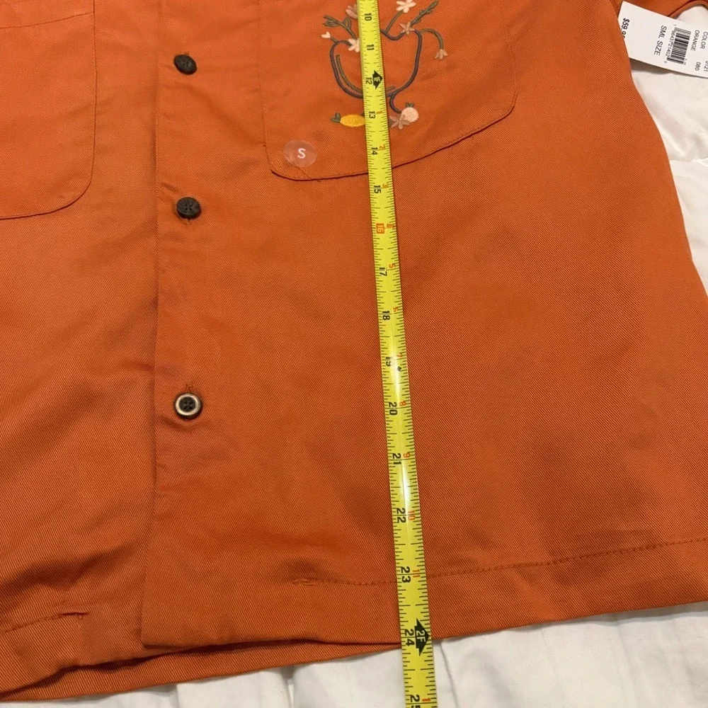 Pacsun Crimson Pub Graphic Button Up Shirt Orange Long Sleeve Men's Size S